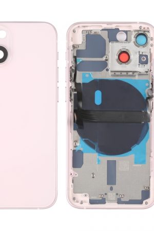 Per iPhone 13 mini Cover posteriore della batteria con tasti laterali, vassoio per schede, cavo flessibile di alimentazione + volume e modulo di ricarica wireless
