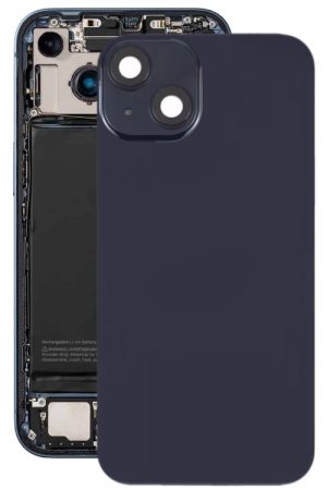 Per iPhone 14 Cover posteriore in vetro per batteria con supporto flash + modulo di ricarica wireless