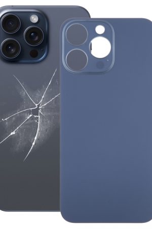 Per iPhone 15 Pro Max, coperchio della batteria posteriore in vetro con foro grande per fotocamera, facile da sostituire