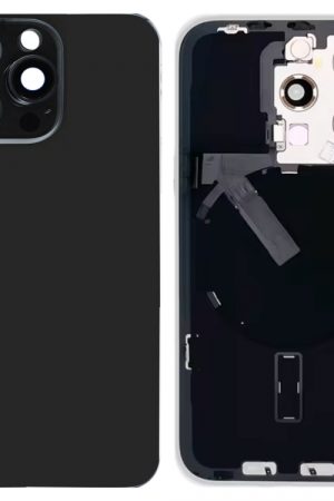 Per iPhone 15 Pro Cover posteriore in vetro per batteria con supporto flash + modulo di ricarica wireless