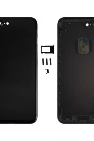 6 in 1 per iPhone 7 Plus (cover posteriore + vassoio scheda + tasto controllo volume + pulsante accensione + tasto vibrazione interruttore mute + insegna) Cover alloggiamento completo (Jet Black)
