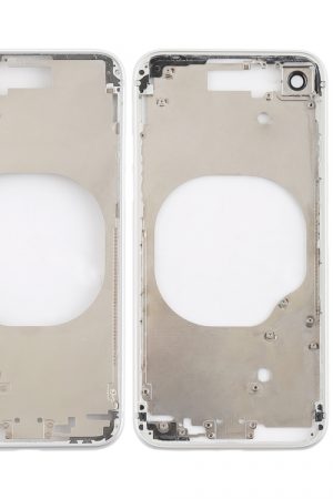 Cover posteriore trasparente con obiettivo della fotocamera, vassoio per scheda SIM e tasti laterali per iPhone 8