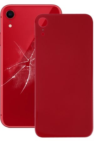Copribatteria posteriore in vetro con foro grande per fotocamera di facile sostituzione con adesivo per iPhone XR