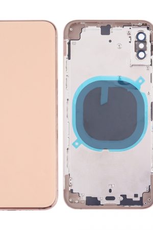 Cover posteriore con obiettivo della fotocamera, vassoio per scheda SIM e tasti laterali per iPhone XS