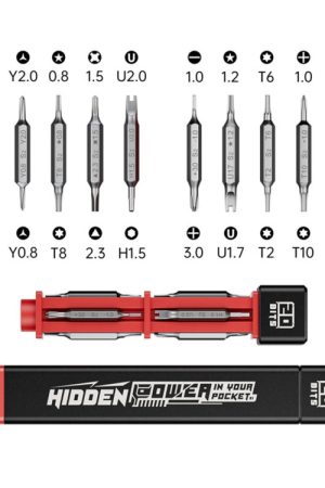 JAKEMY JM-8195 Cacciavite con design a manico quadrato 21 in 1 S-2 punte