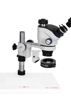 Microscopio stereo trinoculare Kaisi TX-350E Ver1.3 7X-50X Zoom con base grande e fotocamera 4K
