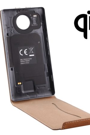 Custodia in vera pelle con vibrazione verticale + cover posteriore di ricarica standard wireless QI per Microsoft Lumia 950 XL