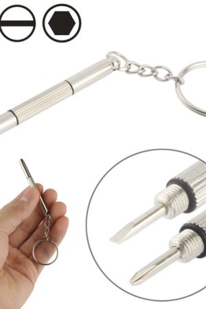 Strumento di riparazione mini cacciavite professionale 3 in 1 con portachiavi per orologio / cellulare / fotocamera / occhiali (con intaglio + Phillips + Allen)