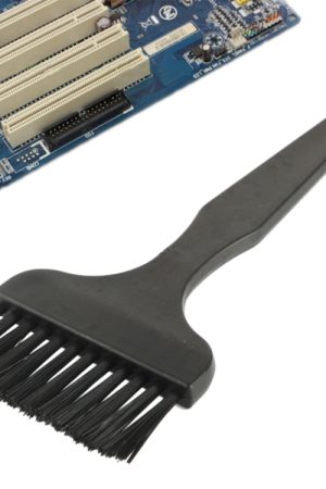 Spazzola per pulizia antistatica con manico piatto a 12 raggi per componenti elettronici, lunghezza: 17 cm (nero)