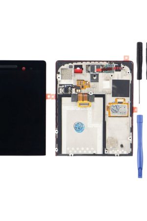 Schermo LCD e digitalizzatore assemblato completo con cornice per BlackBerry P9983