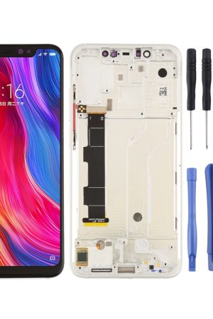 Schermo LCD e digitalizzatore assemblaggio completo con cornice e tasti laterali per Xiaomi Mi 8