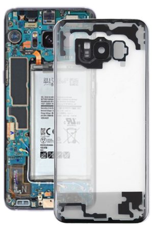 Per Samsung Galaxy S8 + / G955 G955F G955FD G955U G955A G955P G955T G955V G955R4 G955W G9550 Cover posteriore batteria trasparente con copriobiettivo fotocamera