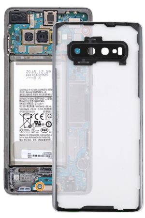 Per Samsung Galaxy S10+ SM-G9750 G975F Cover posteriore batteria trasparente con copriobiettivo fotocamera