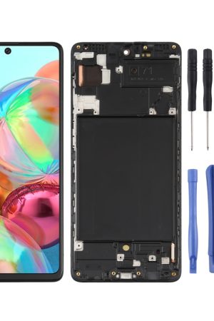 Schermo LCD originale in materiale Super AMOLED e digitalizzatore assemblaggio completo con cornice per Galaxy A71