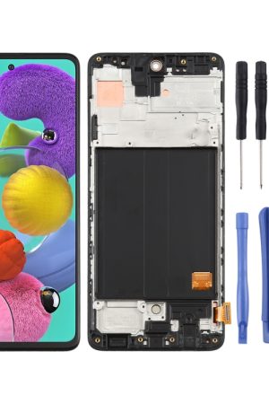 Schermo LCD originale in materiale Super AMOLED e digitalizzatore assemblaggio completo con cornice per Galaxy A51 4G