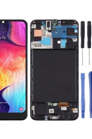 Schermo LCD in materiale TFT e digitalizzatore assemblaggio completo con cornice per Samsung Galaxy A50 (non supporta l'identificazione delle impronte digitali)