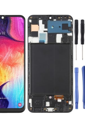 Schermo LCD in materiale OLED e digitalizzatore assemblaggio completo con cornice per Samsung Galaxy A50 SM-A505