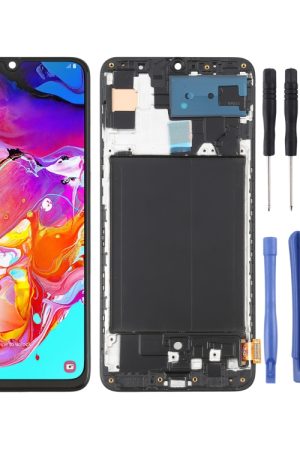 Schermo LCD in materiale OLED e digitalizzatore assemblaggio completo con cornice per Samsung Galaxy A70 SM-A705 (6,7 pollici)