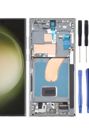 Schermo LCD OLED per Samsung Galaxy S23 Ultra 5G SM-S918B Digitizer Assemblaggio completo con cornice
