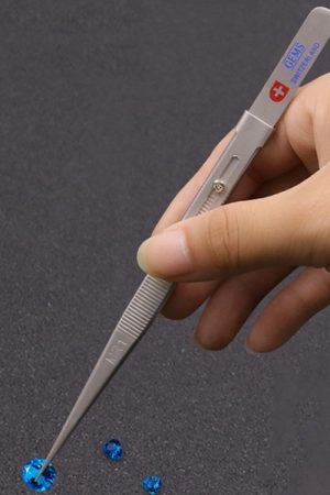 Pinzette per diamanti antiscivolo Pinzette per gioielli Clip per diamanti elastici in acciaio inossidabile con gemme Strumenti durevoli