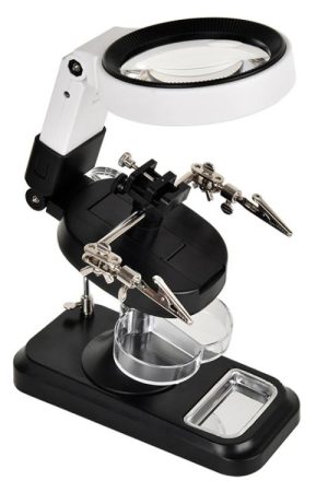 5x 10x Desktop Handheld Magnifying Glass 32 LEDs Soldering Iron Maintenance Workbench