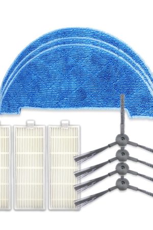 XI295 2 paia K614 spazzole laterali + 3 pezzi K636 stracci + 3 filtri I207 per ILIFE A4