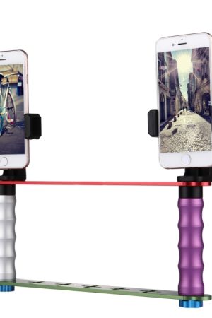 Staffa per trasmissione live per smartphone Doppio kit di montaggio per selfie a mano con 2x clip per telefono, Per iPhone, Galaxy, Huawei, Xiaomi, HTC, Sony, Google e altri smartphone