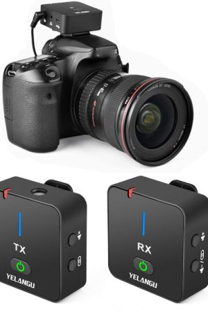 YELANGU MX5 2.4G Microfono per telecamera di registrazione wireless per interviste in diretta, 1 ricevitore a 1 trasmettitore