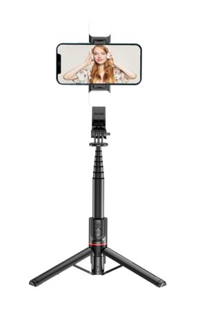 Supporto per telefono con treppiede per selfie con luce di riempimento staccabile con telecomando Bluetooth L12D