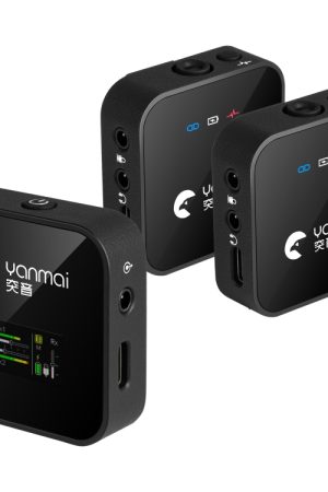 Yanmai GF525 2 in 1 Broadcast 2.4G Wireless Lavalier Microfono Mini microfono a clip con display a LED