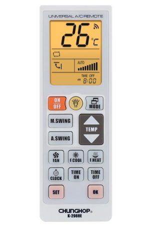CHUNGHOP K-2988E Universal Air Conditioner Remote Control with Torch and LCD backlight, K-2988E(White)