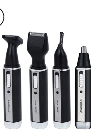 SPORTSMAN Tagliacapelli ricaricabile per orecchie e naso quattro in uno Rasoio elettrico Barba Viso Sopracciglia Tagliacapelli per uomo, Spina americana (Nero, 110 V), US Plug
