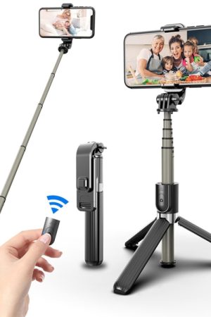 L03 Bastone selfie pieghevole con treppiede Bluetooth in lega di alluminio, L03 Black