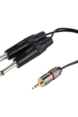Cavo adattatore audio mono da 3,5 mm maschio a 2 x 6,35 mm maschio, lunghezza totale: circa 27 cm