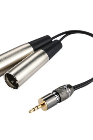 Testa in metallo da 3,5 mm maschio a guscio in alluminio 2 x 3 pin XLR CANNON Cavo adattatore connettore audio maschio, lunghezza totale: circa 25 cm