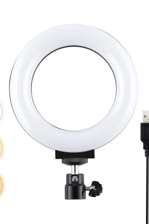 Pulluz 4.7 pollici 12 cm USB 3 Modalità 3 Modi Dimmable LED Ring Selfie Beauty Vlogging Photography Video luci con testa a sfera treppiede (nero)