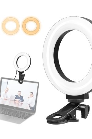 PULUZ 4,7 pollici 12 cm Anello Selfie Light 3 modalità USB dimmerabile doppia temperatura colore LED curvo Vlogging Fotografia Luci video con supporto clip per monitor, 4.7 inch+Clip