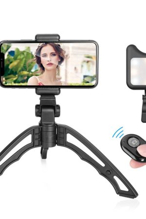 APEXEL Portable Handheld Lazy Live Broadcast Desktop pieghevole Supporto per treppiede Bluetooth universale con torcia