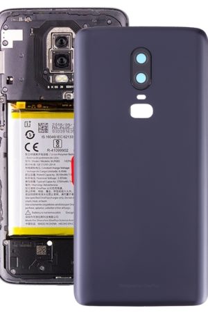 Per OnePlus 6 Cover posteriore batteria satinata con obiettivo fotocamera, For OnePlus 6 (Frosted Black)