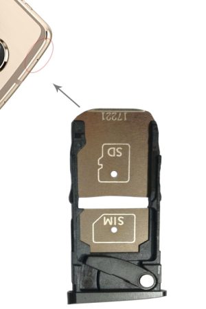 Vassoio per scheda SIM + vassoio per scheda micro SD per Motorola Moto Z2 Force (nero)