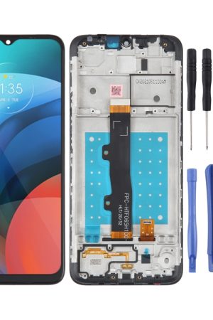 Schermo LCD TFT per Motorola Moto E7 Digitizer Assemblaggio completo con cornice (nero)