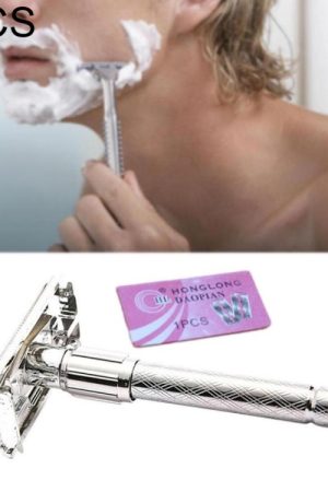 Rasoio da uomo classico in acciaio inossidabile di sicurezza regolabile da 2 pezzi