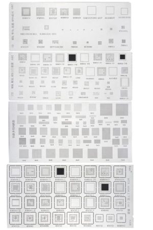 Kaisi 4pcs Solder Paste Stencil Universal Mobile Phone BGA Reballing Stencils 55 Multi-Purpose Steel Mesh, A482+A467+A508