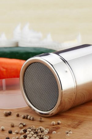 Serbatoio per condimenti in polvere per spolverare in acciaio inossidabile 304 Barile a maglie fini Utensili da cucina per uso domestico in polvere di cacao