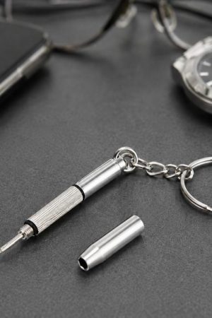 Kit di riparazione 3 in 1 Portachiavi con 3 cacciaviti: Croce 1.5, Dritto 1.5, Dado a stella M2.5 per smartphone, orologi, occhiali (argento)